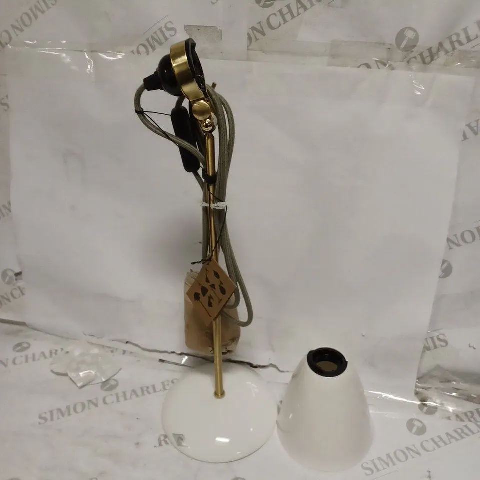 HECTOR 30 TABLE LIGHT , SATIN BRASS NATURAL , WITH GREY CABLE 