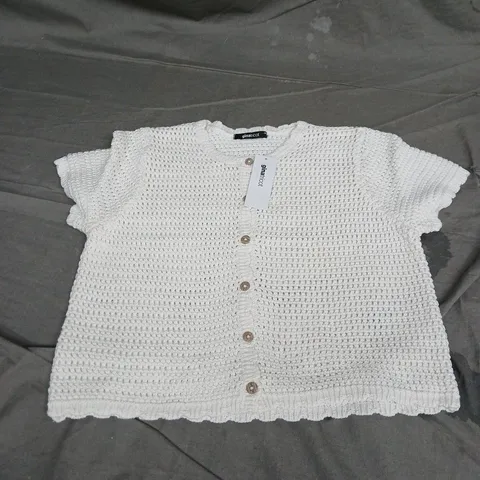 GINA TRICOT KNITTED CROCHET CARDIGAN IN BRIGHT WHITE SIZE M