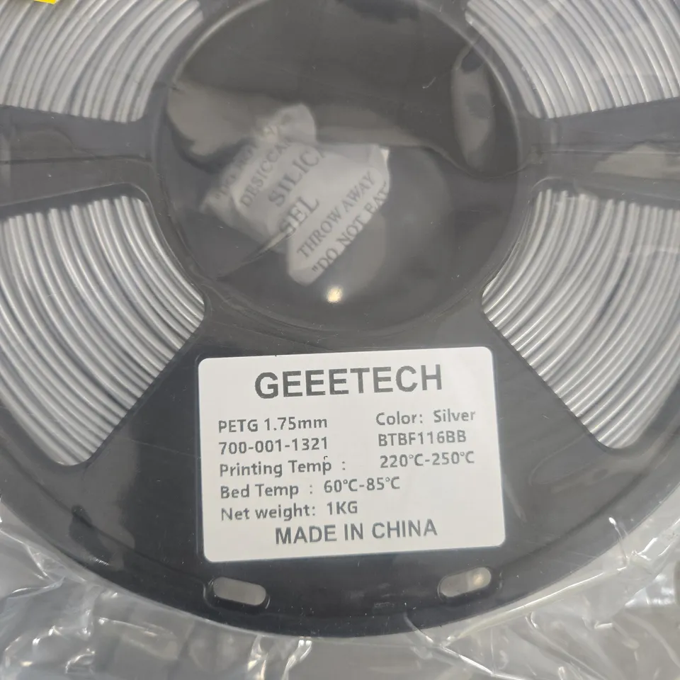 GEEETECH PETG 1.75MM FILAMENT – SILVER, 1KG SPOOL