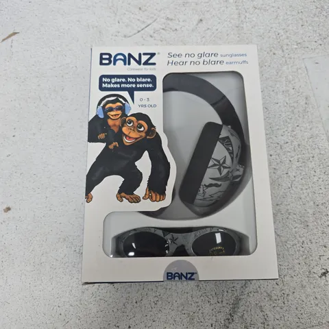 BANZ SEE NO GLARE SUNGLASSES & HEAR NO BLARE EARMUFFS FOR KIDS – BABY COMBO GRAFFITI (EM045) 