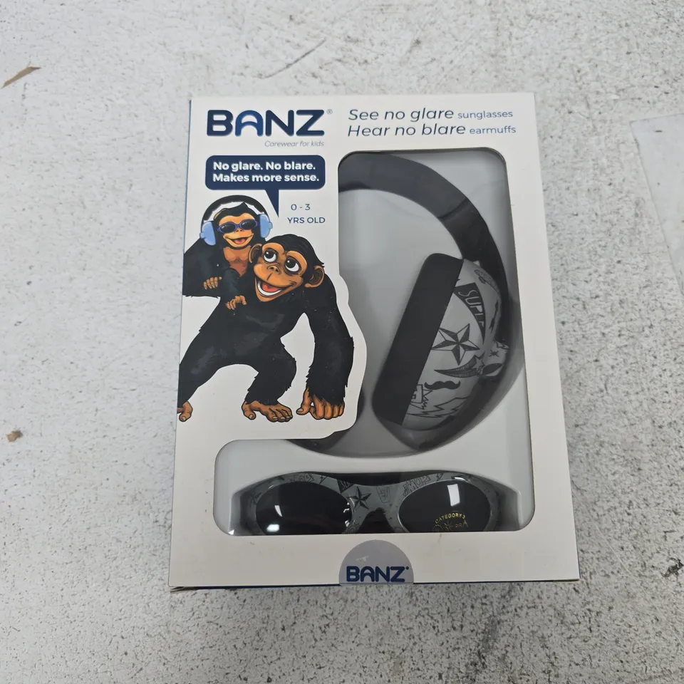 BANZ SEE NO GLARE SUNGLASSES & HEAR NO BLARE EARMUFFS FOR KIDS – BABY COMBO GRAFFITI (EM045)