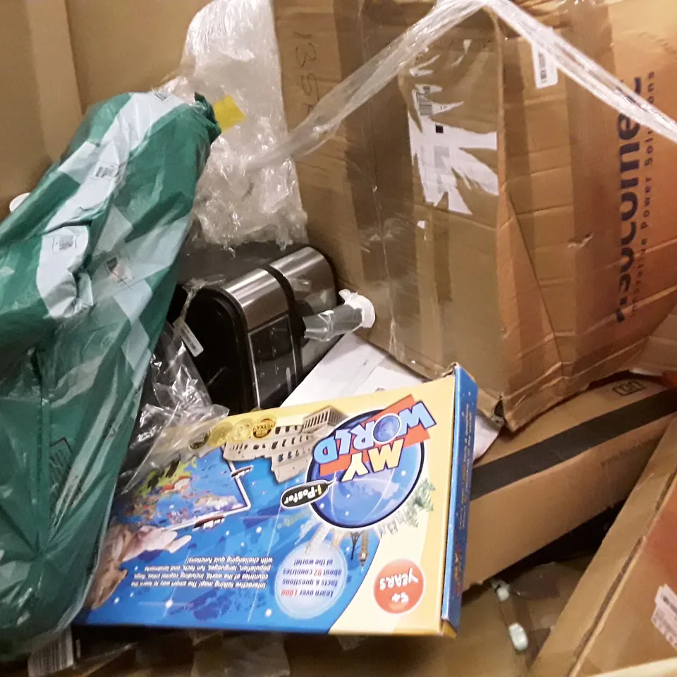 PALLET OF ASSORTED PRODUCTS INCLUDING STAND UP PADDLE BOARD, OFFICE CHAIR, GLOW FOAM STICKS, KIDS I-POSTER WORLD MAP, WALL BRACKET