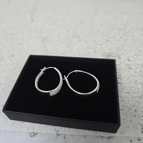 THE LOVE COLLECTION SILVER CRYSTAL HOOP EARRINGS