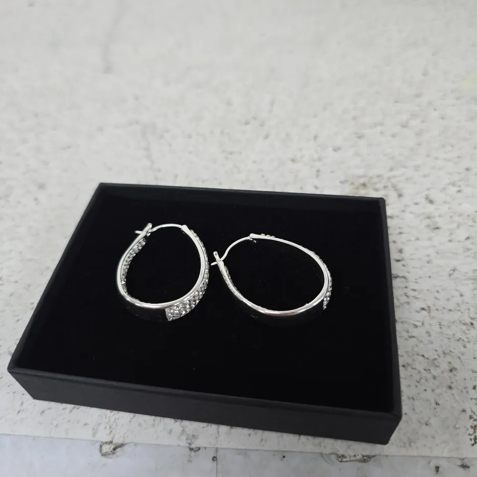 THE LOVE COLLECTION SILVER CRYSTAL HOOP EARRINGS