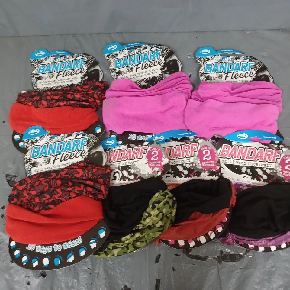 6 BANDARF FACE SCARFS AND FLEECE IN VARIOUS COLOURS 