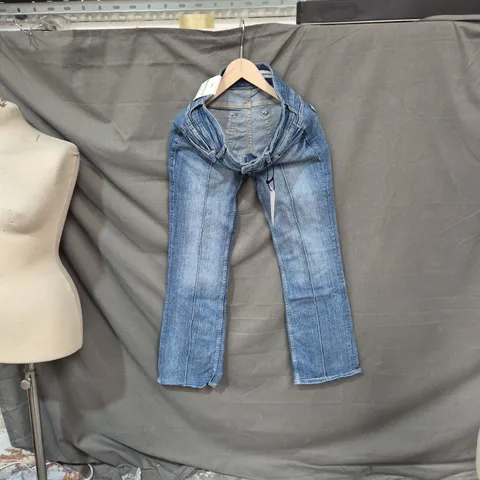 BERSHKA WOMEN'S JEANS - BOOTCUT, BLUE DENIM, UK 12 (EU 40)