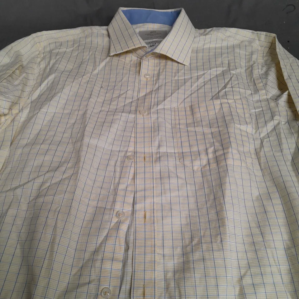 HAWES & CURTIS CLASSIC FIT SHIRT IN YELLOW & BLUE - SIZE 17.5 NECK