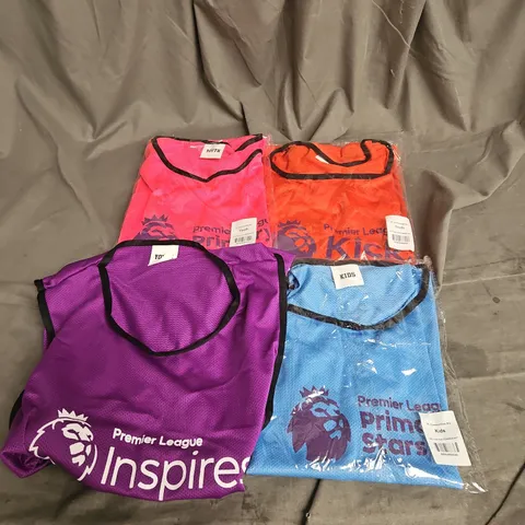 BOX OF APPROXIMATELY 30 KIDS/YOUTH SPORTS BIBS IN ASSORTED COLOURS