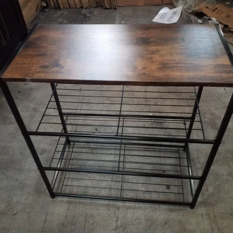 9 PAIR SHOE RACK HALLWAY SHOE STORAGE - NATURAL/BLACK (1 BOX)