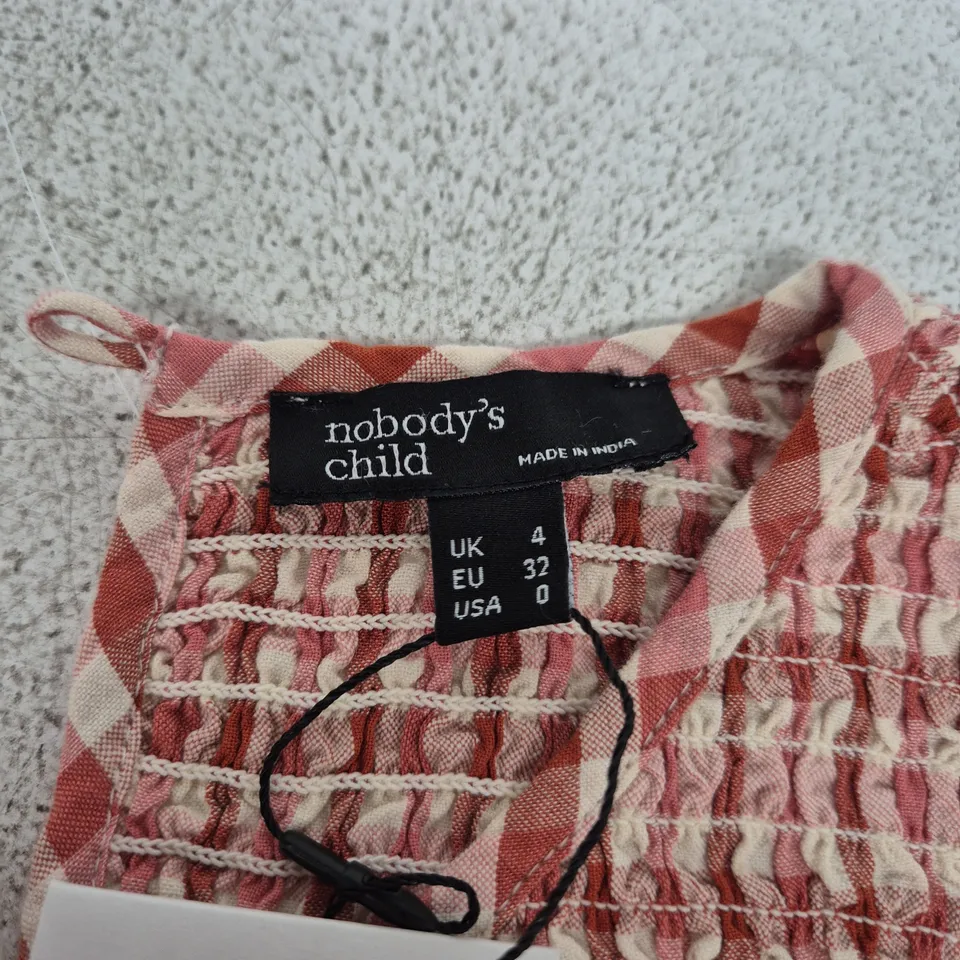 NOBODY'S CHILD SLEEVELESS DRESS – RED CHECK, UK 4 (EU 32, US 0)