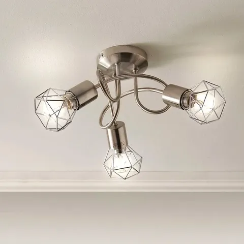 BOXED JUNO SATIN NICKEL 3LT CEILING FITTING