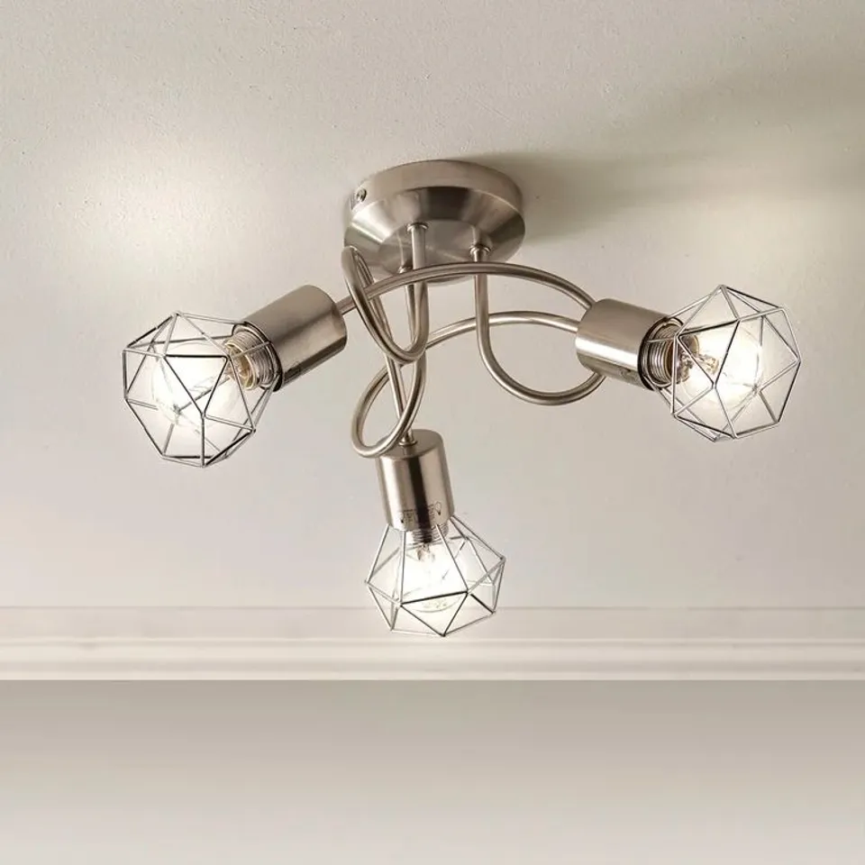 BOXED JUNO SATIN NICKEL 3LT CEILING FITTING 