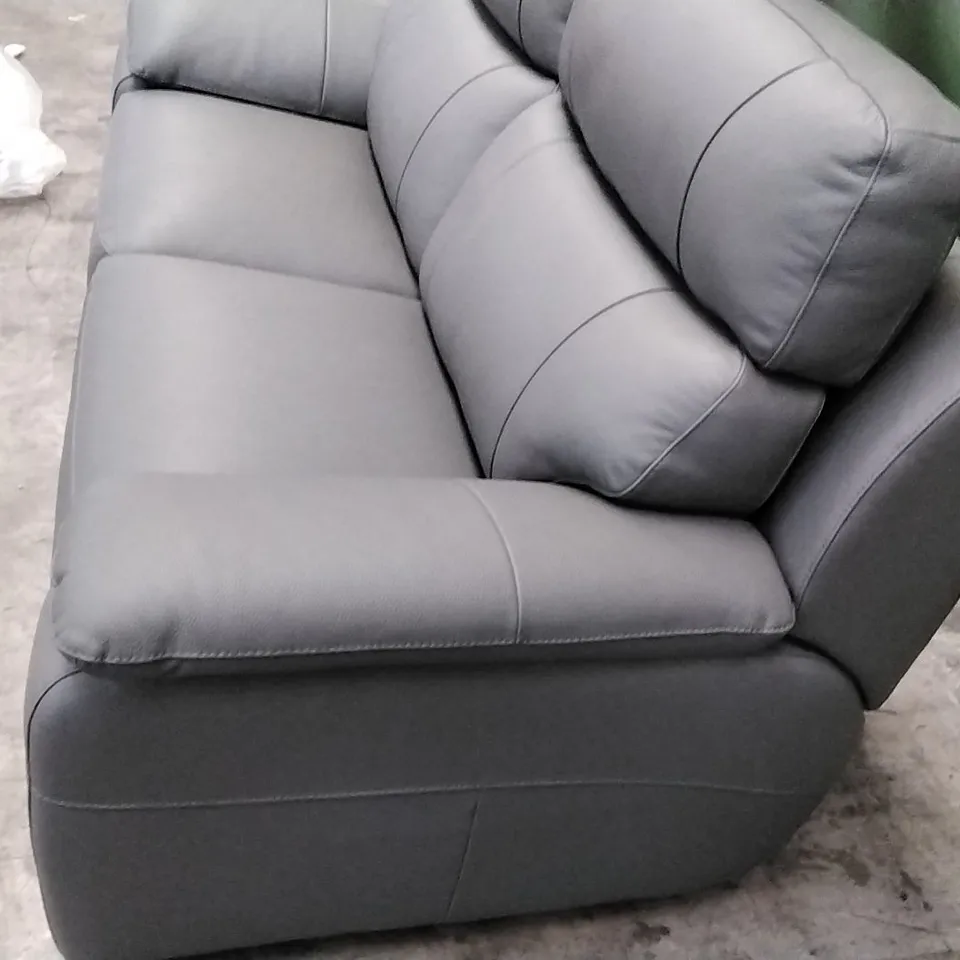 QUALITY ITALIAN DESIGNER PATRIZIO 3 SEATER SOFA - GREY ANTHRACITE LEATHER