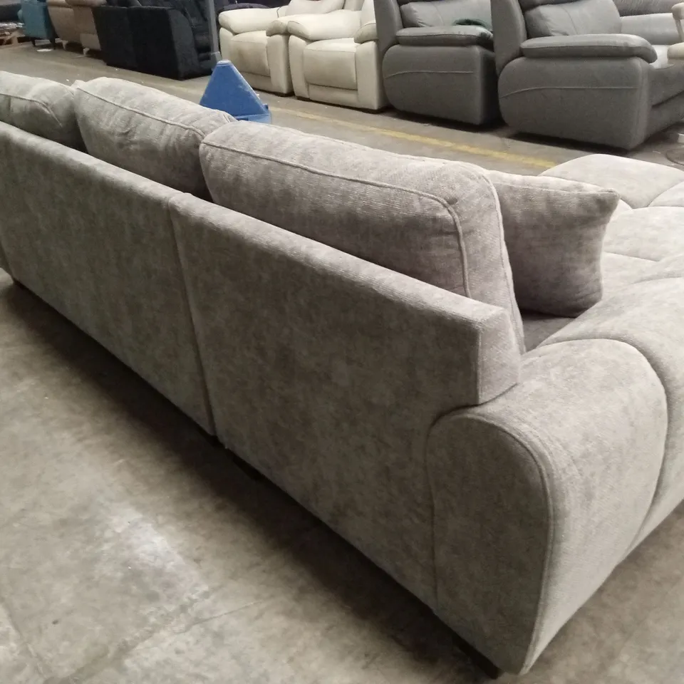 DESIGNER GREY CHENILLE FABRIC CORNER SOFA