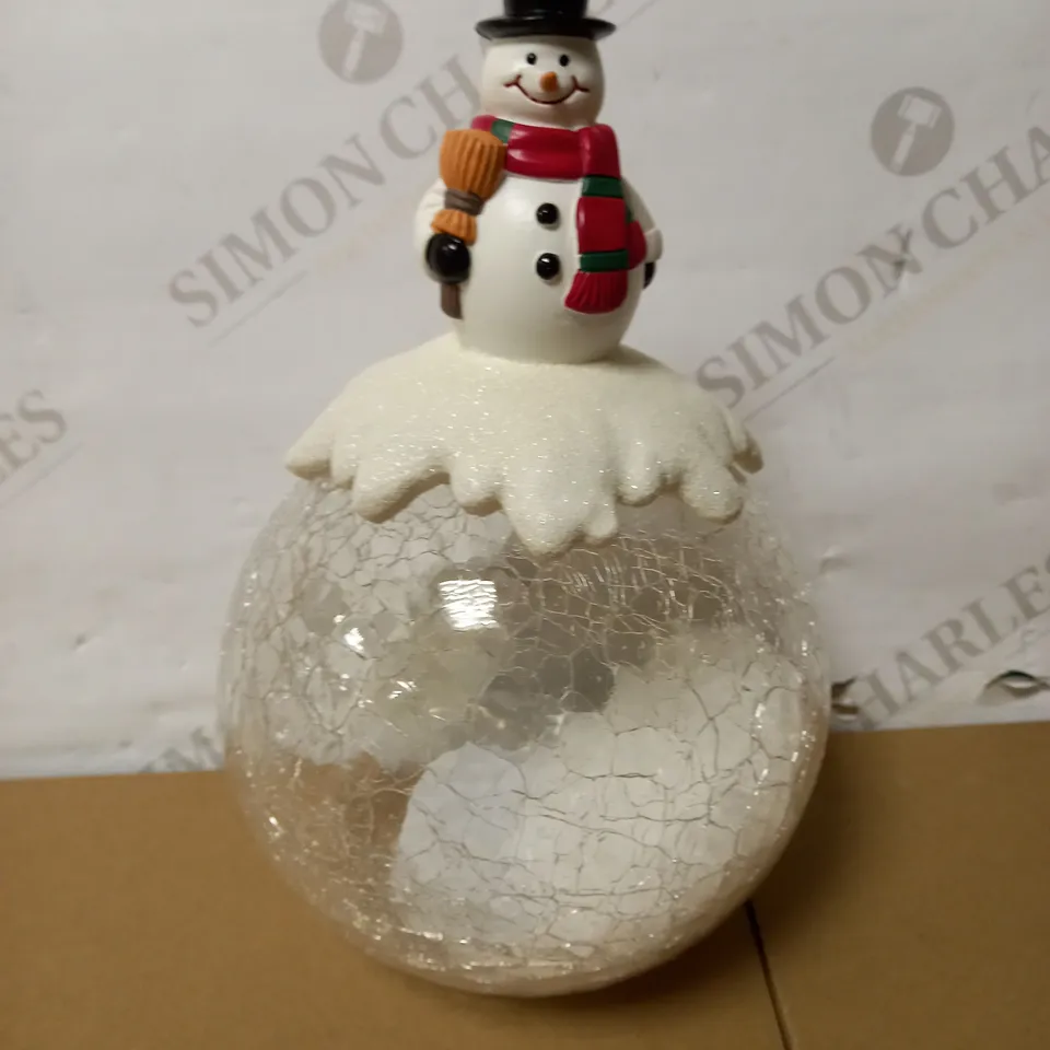 SANTA'S EXPRESS PRE-LIT FESTIVE CHARACTER CRACKLE SPHERE - SNOWMAN