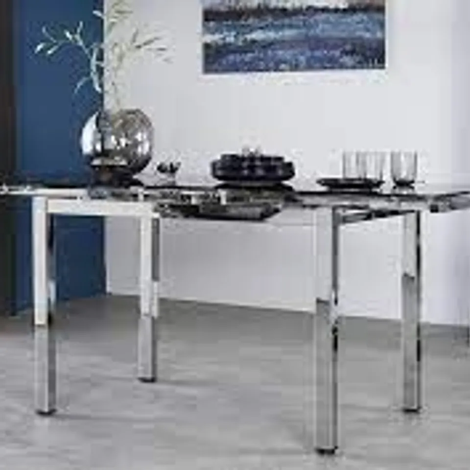 SPACE CHROME AND BLACK GLASS 110-170CM EXTENDING DINING TABLE 