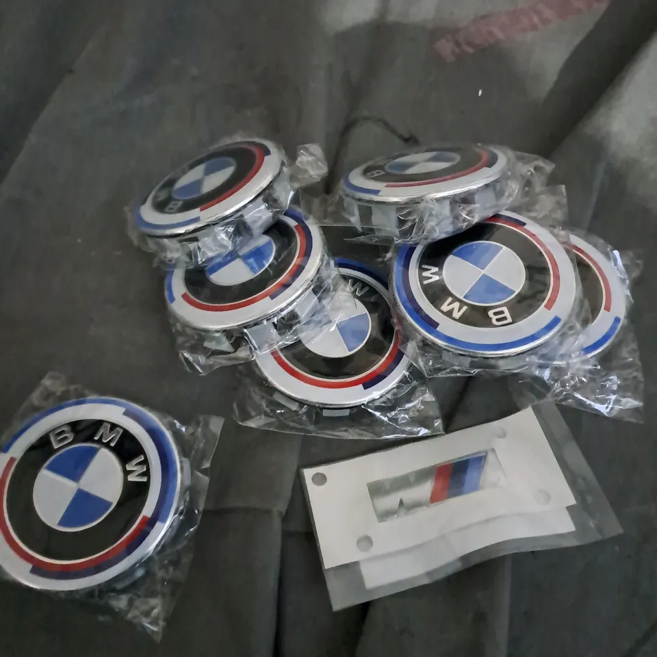 7 BMW WHEEL HUBS AND M3 BADGE 