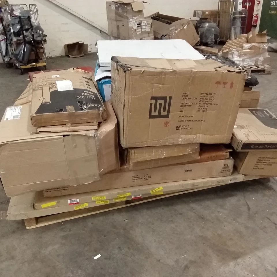 PALLET OF ASSORTED INCOMPLETE FURNITURE PARTS 