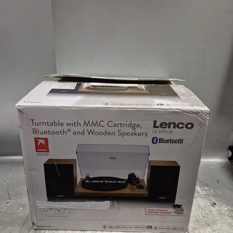 BOXED LENCO LS-500OK BLUETOOTH TURNTABLE WITH SPEAKERS