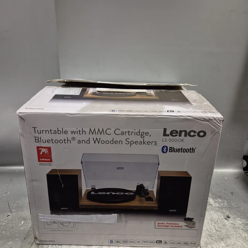 BOXED LENCO LS-500OK BLUETOOTH TURNTABLE WITH SPEAKERS