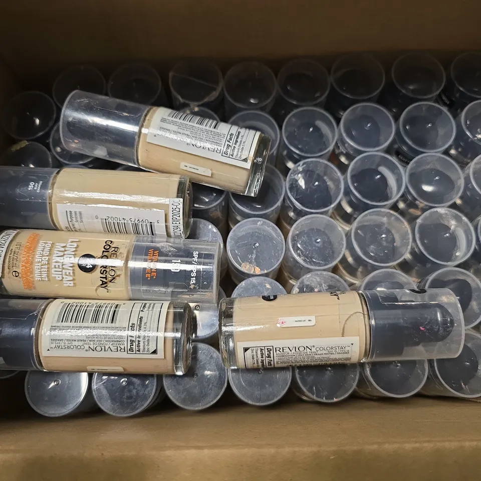 BOXED OF APPROXIMATELY 35 REVLON COLORSTAY LIGHT COVER FOUNDATION 150 BUFF