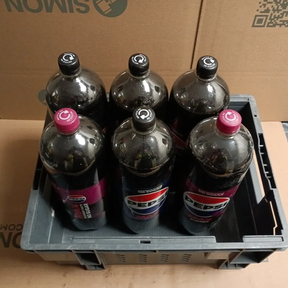 6 X 2LTR BOTTLES OF AN ASSORTMENT OF PEPSI MAX & PEPSI MAX CHERRY 
