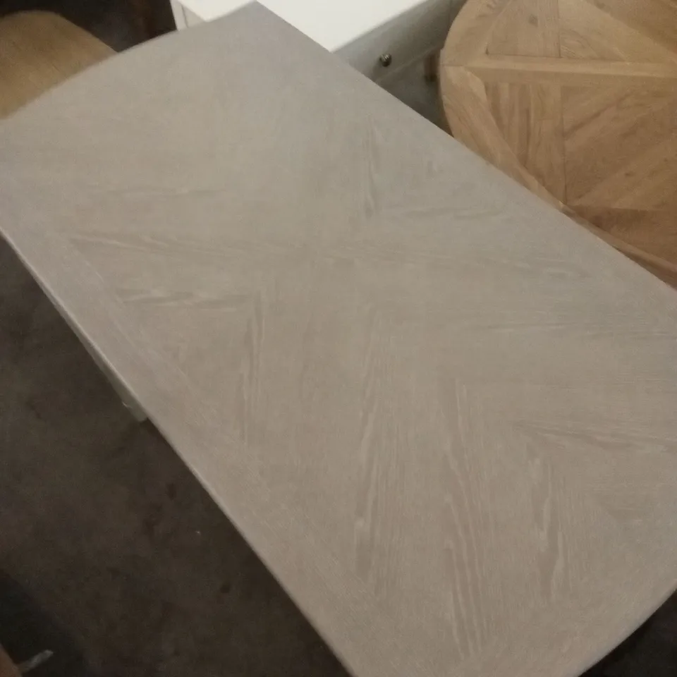 QUALITY DESIGNER MONTREUX GREY WASHED OAK & SOFT GREY BAR TABLE
