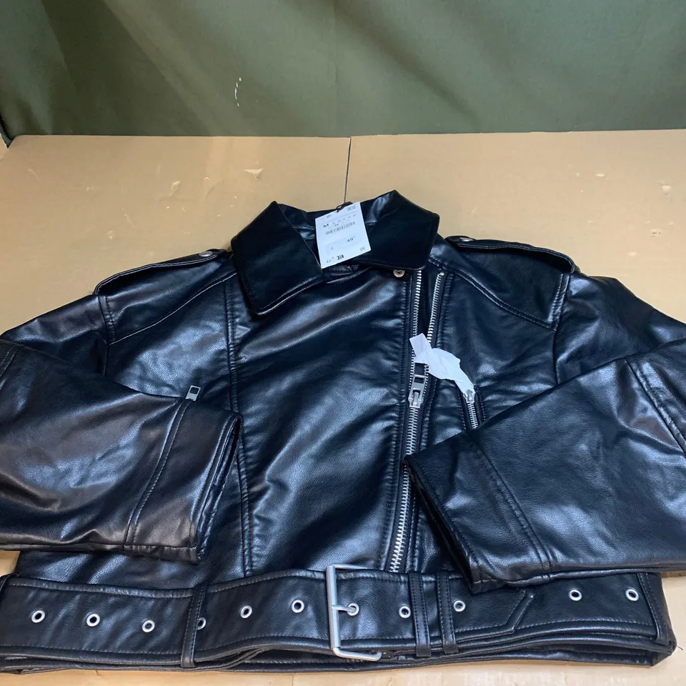 DESIGNER FAUX LEATHER BIKER JACKET SIZE M