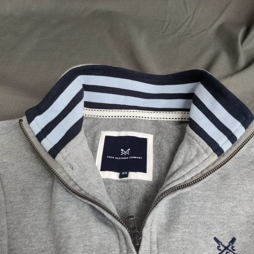 CREW CLOTHING COMPANY GREY ZIP-NECK JUMPER, XS