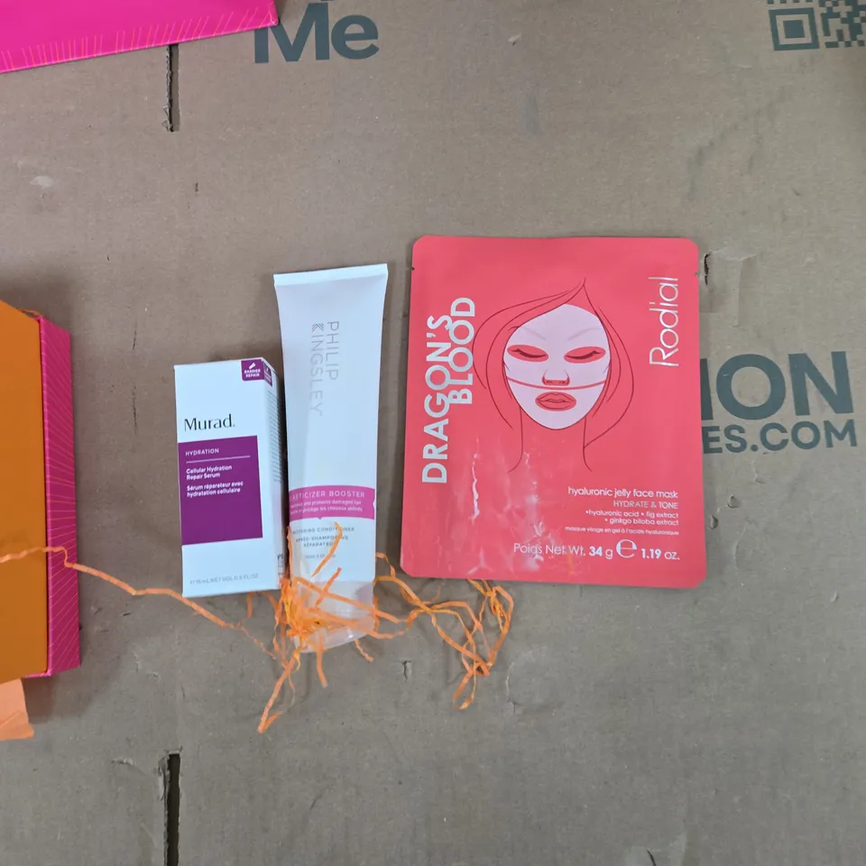 HEALTH & BEAUTY ASSORTED SKINCARE SAMPLES: MURAD HYDRATION SERUM, PHILIP KINGSLEY ELASTICIZER BOOSTER, RODIAL DRAGON’S BLOOD HYALURONIC JELLY MASK 