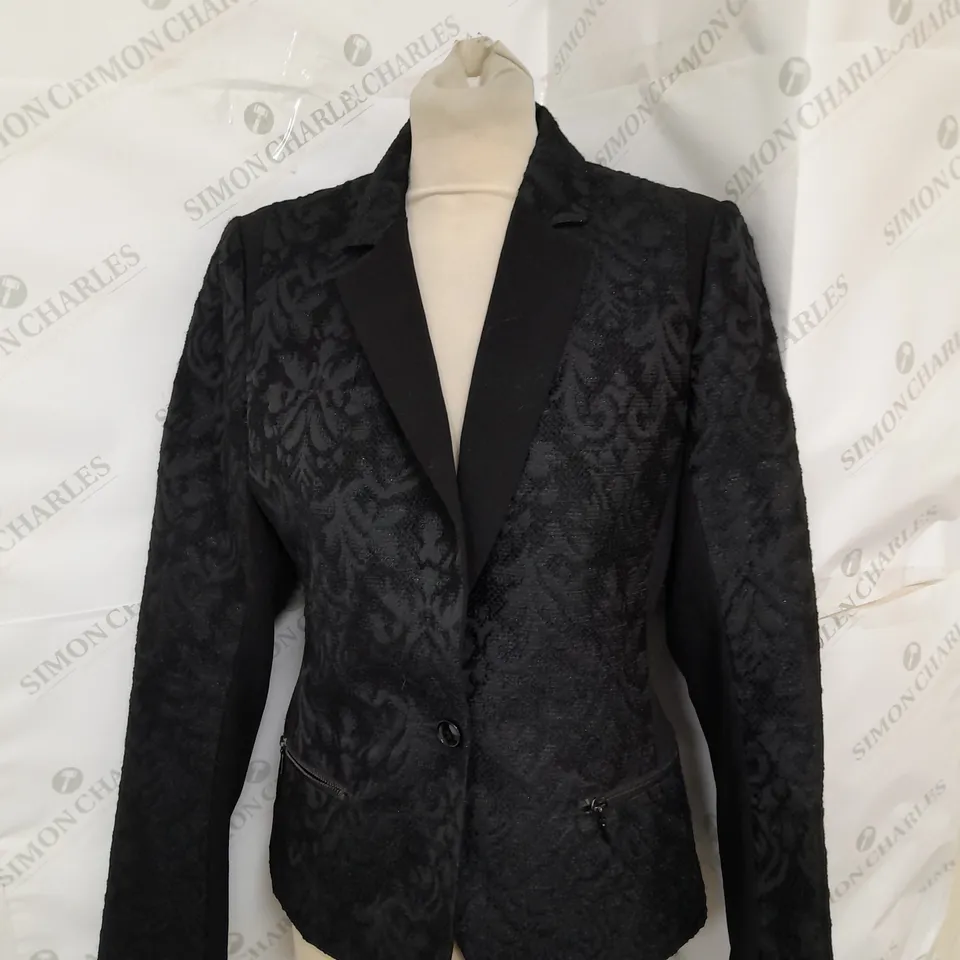 REISS TAILORED EMBROIDERED BLAZER IN BLACK SIZE S