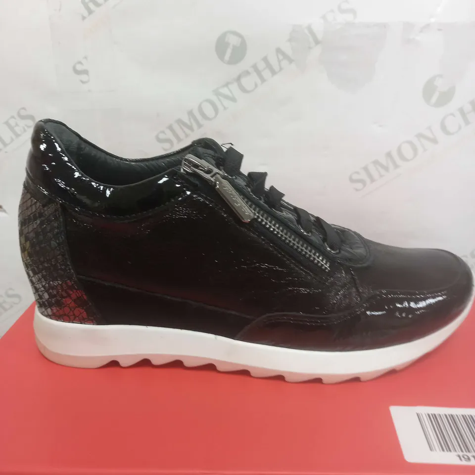 PAIR OF RUTH LANGSFORD WEDGE TRAINERS IN BLACK SIZE 5