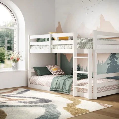 BOXED FLAIR SHASHA LOW WOODEN DETACHABLE BUNK BED - WHITE (3 BOXES)