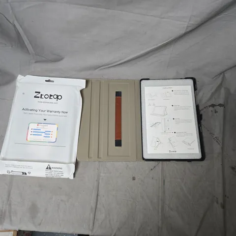 ZTOTOP TABLET CASE / FOLIO WITH STRAP – LEATHER-LOOK, TAN INTERIOR