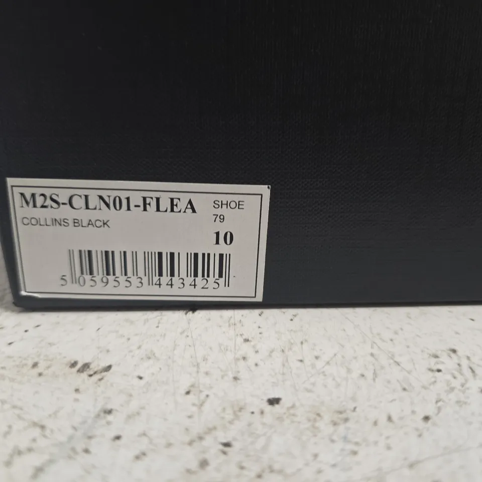 BOXED PAIR OF COLLINS BLACK LEATHER WINGTIP DRESS SHOES – UK 10 (MEN'S)