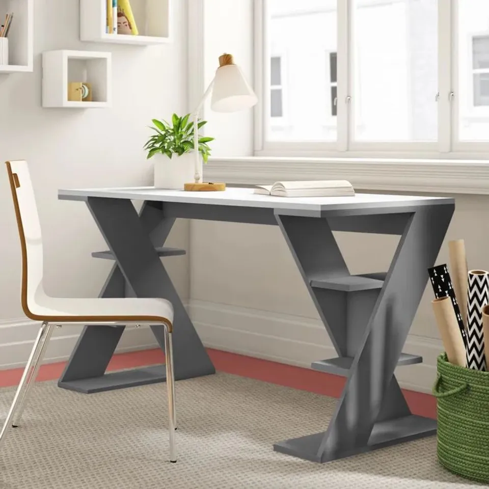 BOXED ROMA DESK WHITE/ANTHRACITE 