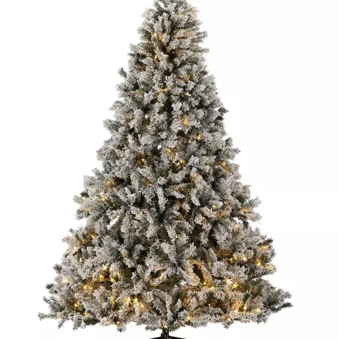 BOXED 7FT FLOCKED PRELIT DOWNSWEPT PINE EFFECT TREE - COLLECTION ONLY