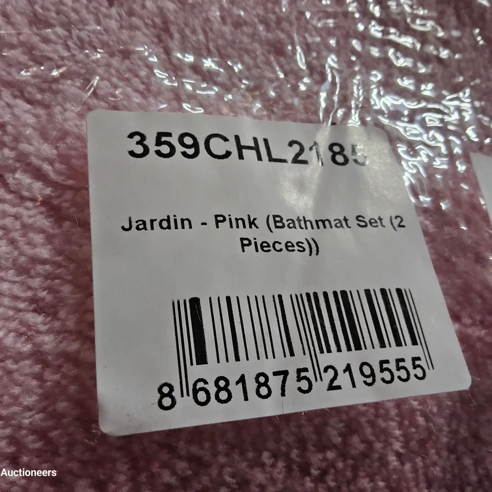 TWO DESIGNER JARDIN BATH MAT SETS PINK (2 PIECES) 