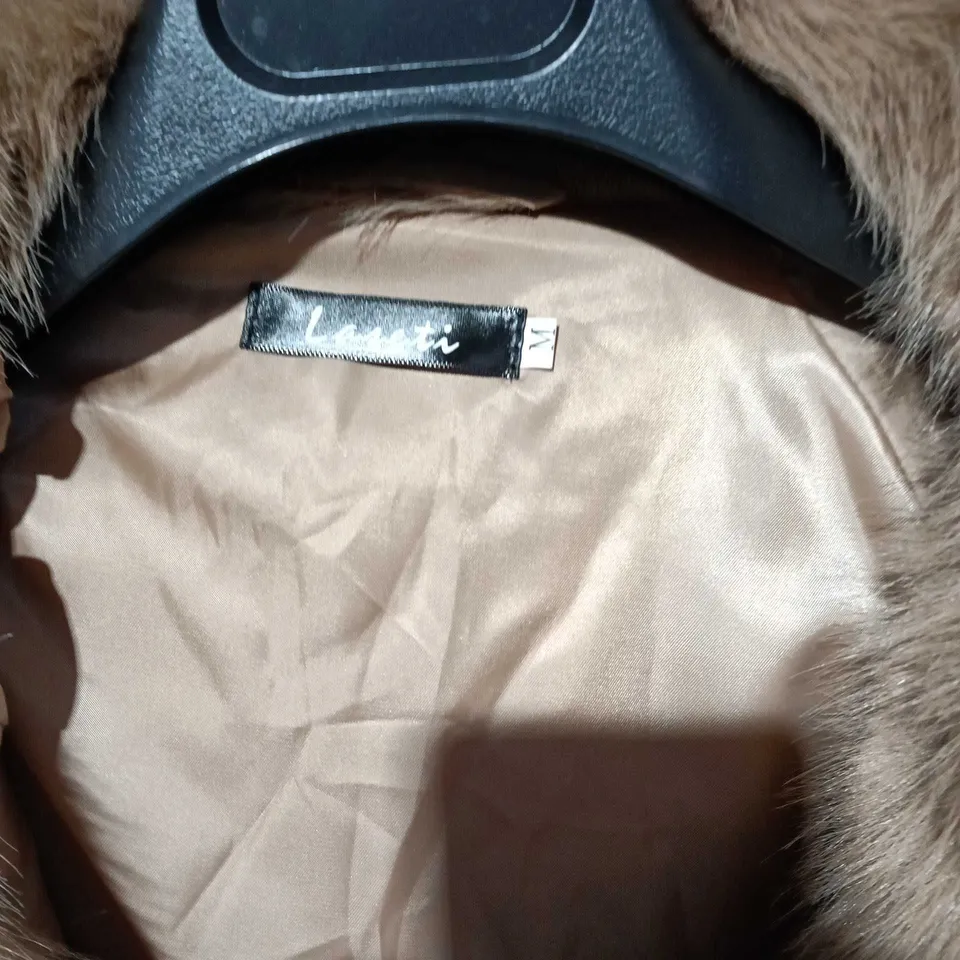 LAMOTI FUR COAT – TAN/BROWN, WOMEN'S SIZE M 