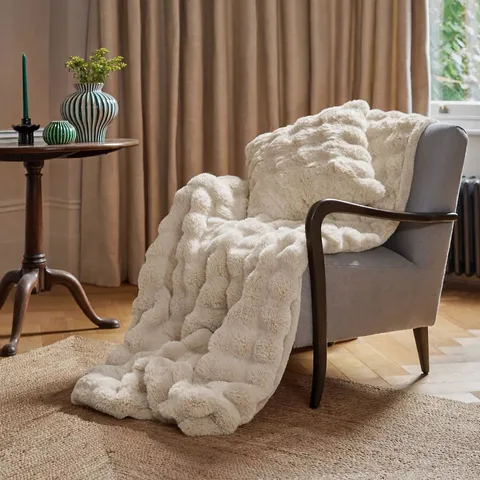 COZEE HOME GIFTABLE TEXTURED LUXURY FAUX FUR THROW GREY