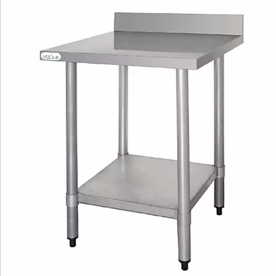 BOXED VOGUE T380 STAINLESS STEEL PREP TABLE WITH 600MM UPSTAND