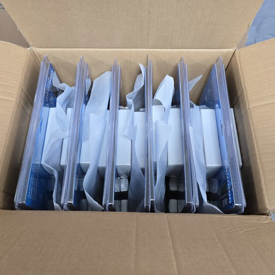 BOX OF APPROX 12 GRUNDIG RADIO CALL SYSTEM – (6-CHANNEL WIRELESS INTERCOM KIT - BASE UNIT + 6 TRANSMITTERS) - COLLECTION ONLY