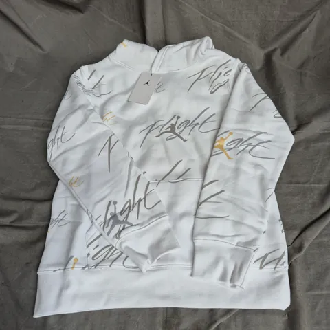NIKE JORDAN FLIGHT HOODIE IN WHITE/GOLD SIZE 12-13YRS