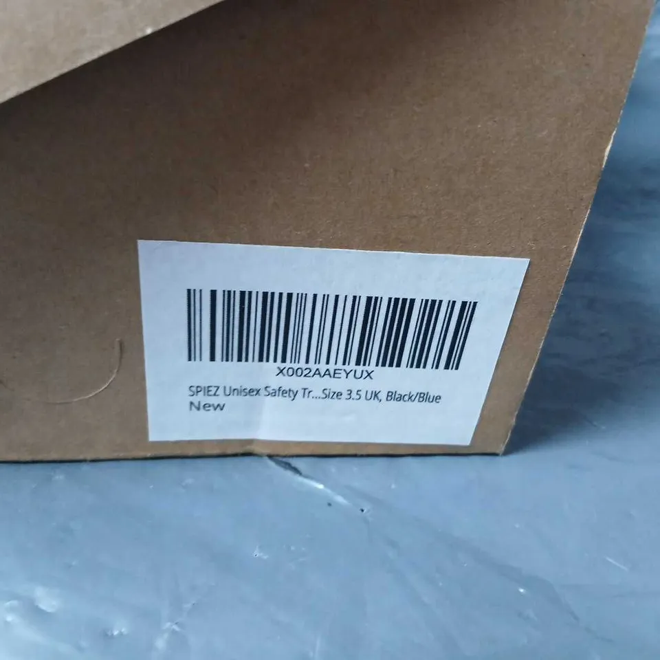 SPIEZ UNISEX SAFETY TRAINERS – BLACK/BLUE UK 3.5