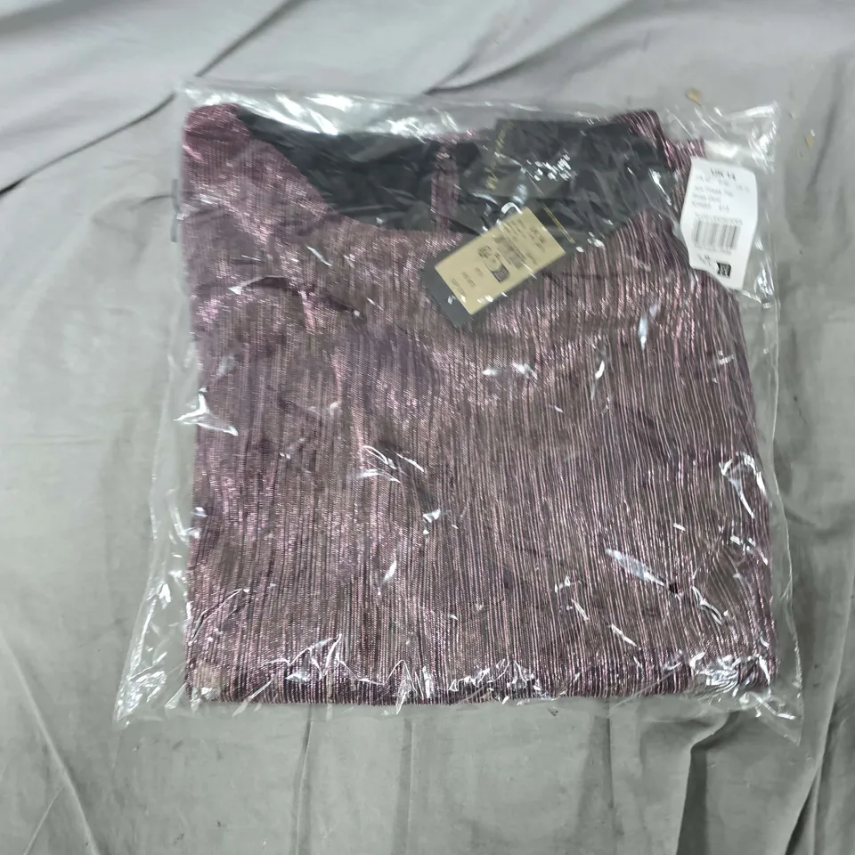 BAGGED PHASE EIGHT ALIX PLISSE TOP IN ROSE GOLD - UK 14