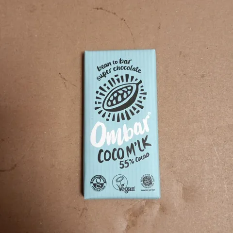 OMBAR COCOA MILK 55% CACAO CHOCOLATE BAR – VEGAN, BEAN-TO-BAR - BOX OF 10 