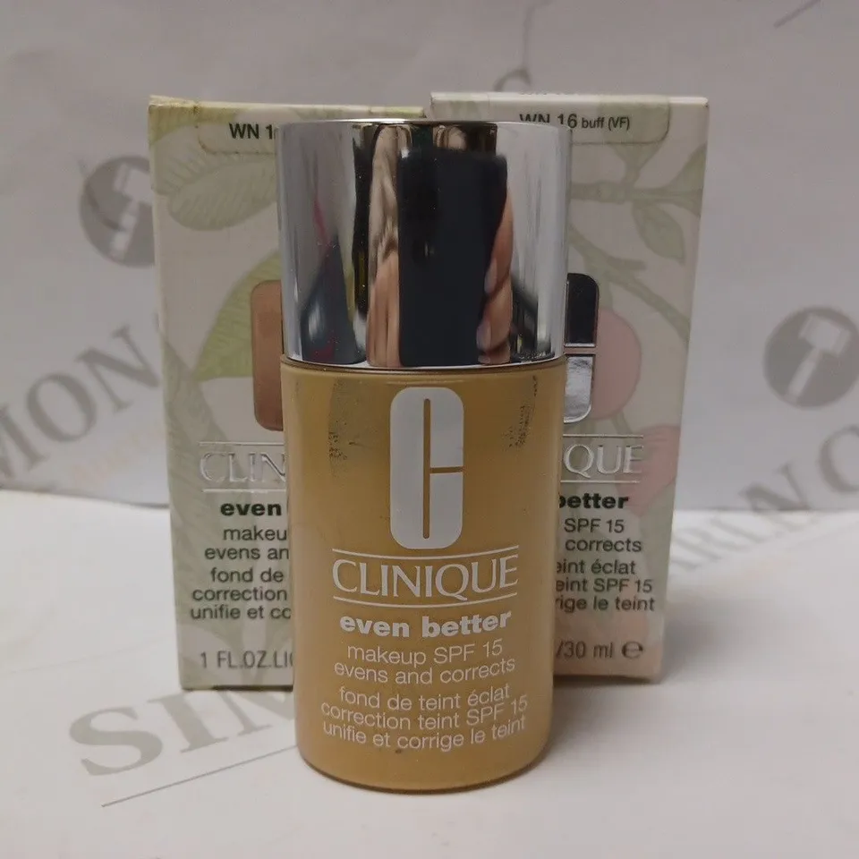 LOT OF 2 X 30ML CLINIQUE EVEN BETTER FOUNDATION SPF15 - WN 16 BUFF