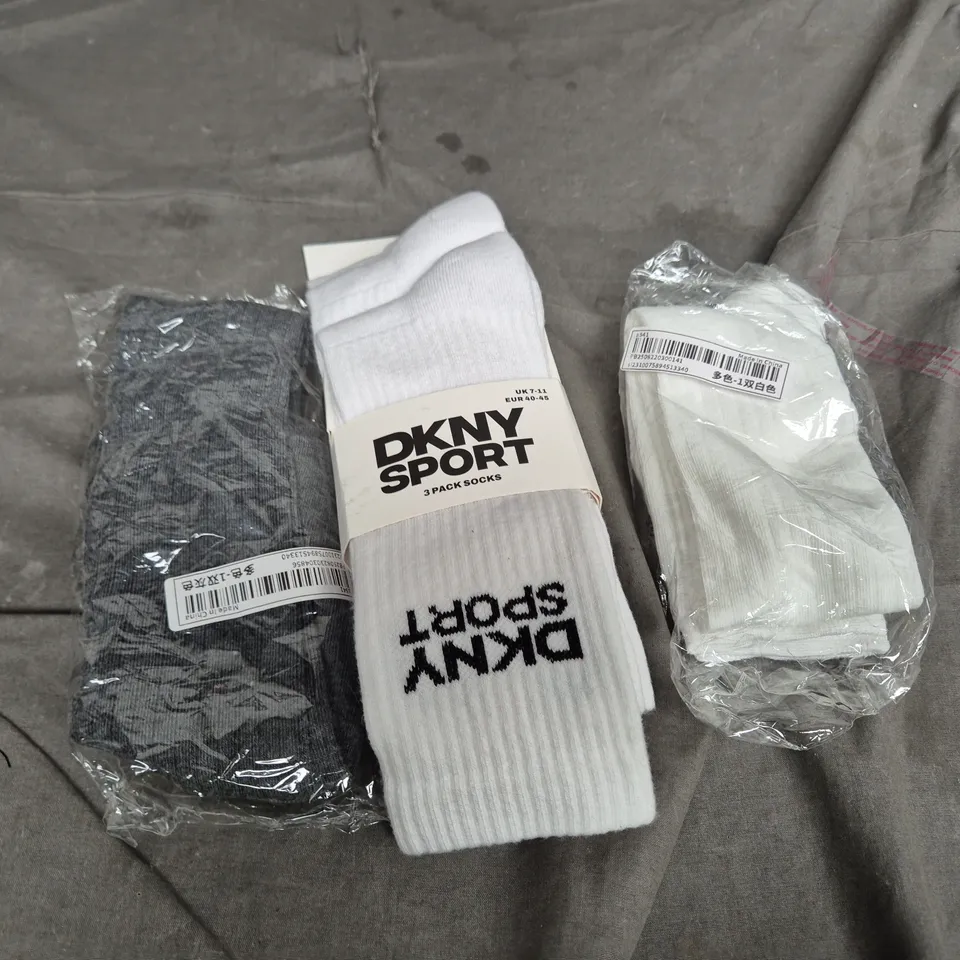 DKNY SPORT SOCKS AND 2 PACKS OF UNBRANDED SOCKS