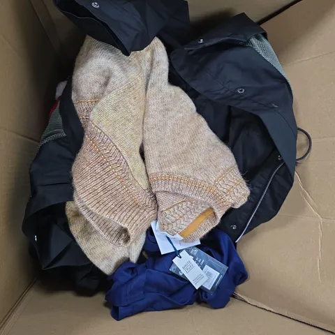 LARGE BOX OF ASSORTED CLOTHING ITEMS