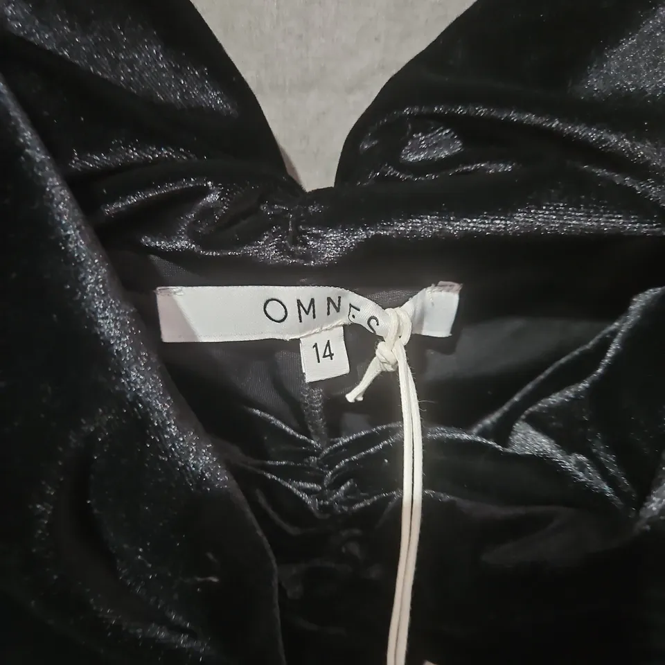 OMNES MAE VELVET DRESS IN BLACK - UK 14